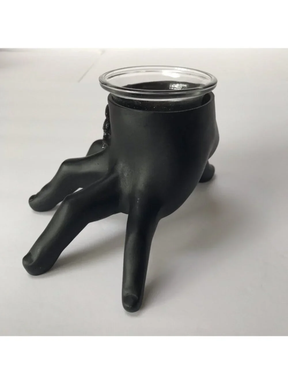 Halloween Candle Holder Spooky Black Hand Tea Light Goth Spider Witchy Decor